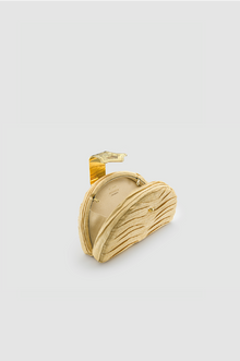 Okhtein Dome Clutch - Beige Raffia - Designer Clutch Bags - Open