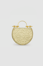 Okhtein Oak on Engraved Brass - Gold Ostrich - Designer Clutch - Handbags 5