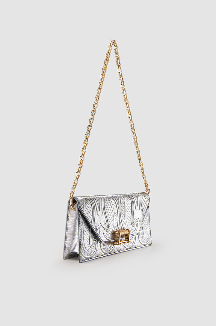 Okhtein Embossed Pochette - Scratched Metallic Embossed - Designer Shoulder Bag - Handbags 5