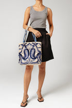 Okhtein Fatima Embroidered Tote - Denim - Designer Shoulder Bag - Shoulder Bags 3