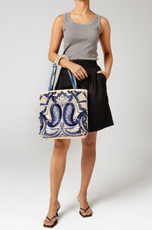 Okhtein Fatima Embroidered Tote - Denim - Designer Shoulder Bag - Shoulder Bags 3