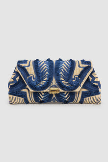 Okhtein Fatima Embroidered Clutch - Blue - Designer Shoulder Bag - Clutch Bags 1