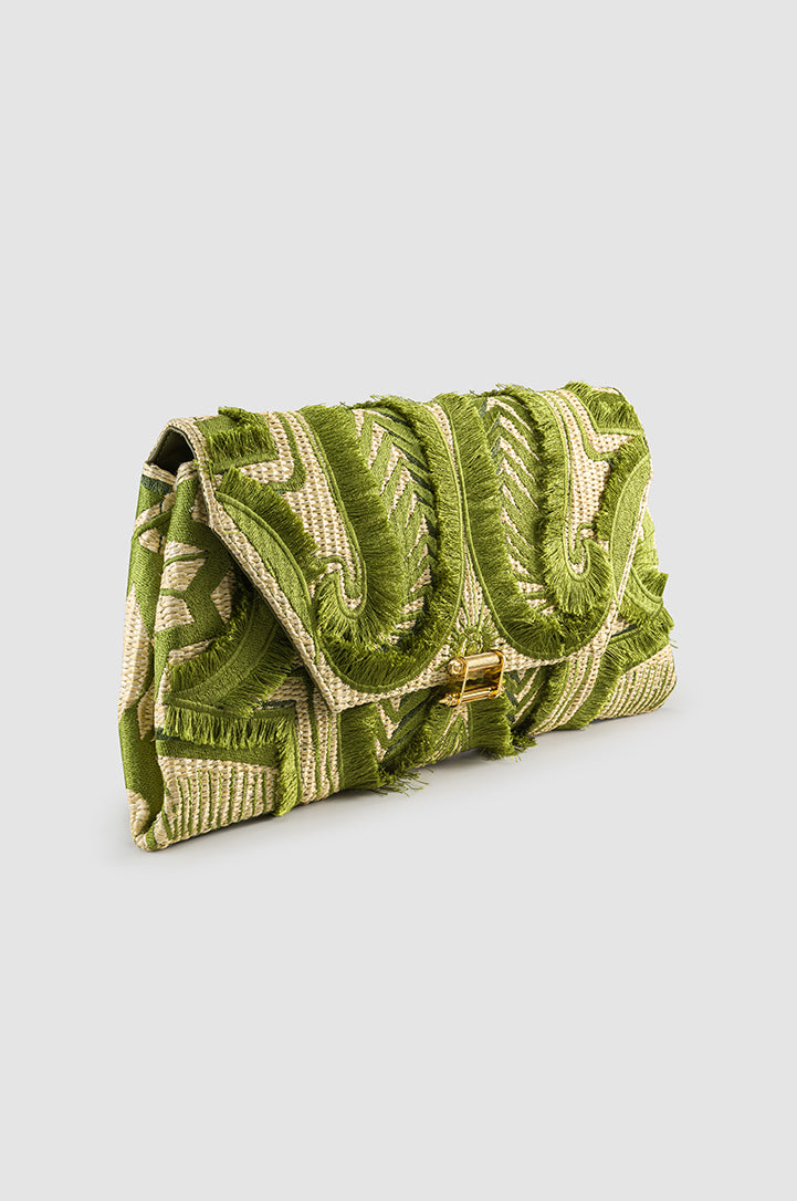 Okhtein Fatima Embroidered Clutch - Khaki - Designer Shoulder Bag - Clutch Bags 3