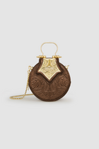 Okhtein Mini Dome Embossed - Brown Gel - Designer Mini Handbag - Handbags 1