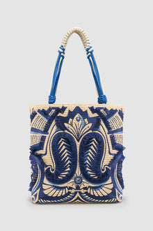 Okhtein Fatima Embroidered Tote - Denim - Designer Shoulder Bag - Shoulder Bags 1