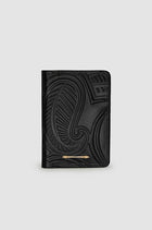 Okhtein Embossed Passport Holder - Metallic Black - Designer Passport Holder - Badge & Pass Holders 1