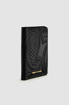 Okhtein Embossed Passport Holder - Metallic Black - Designer Passport Holder - Badge & Pass Holders 2