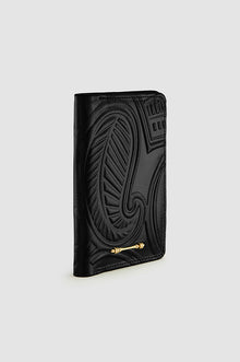 Okhtein Embossed Passport Holder - Metallic Black - Designer Passport Holder - Badge & Pass Holders 2