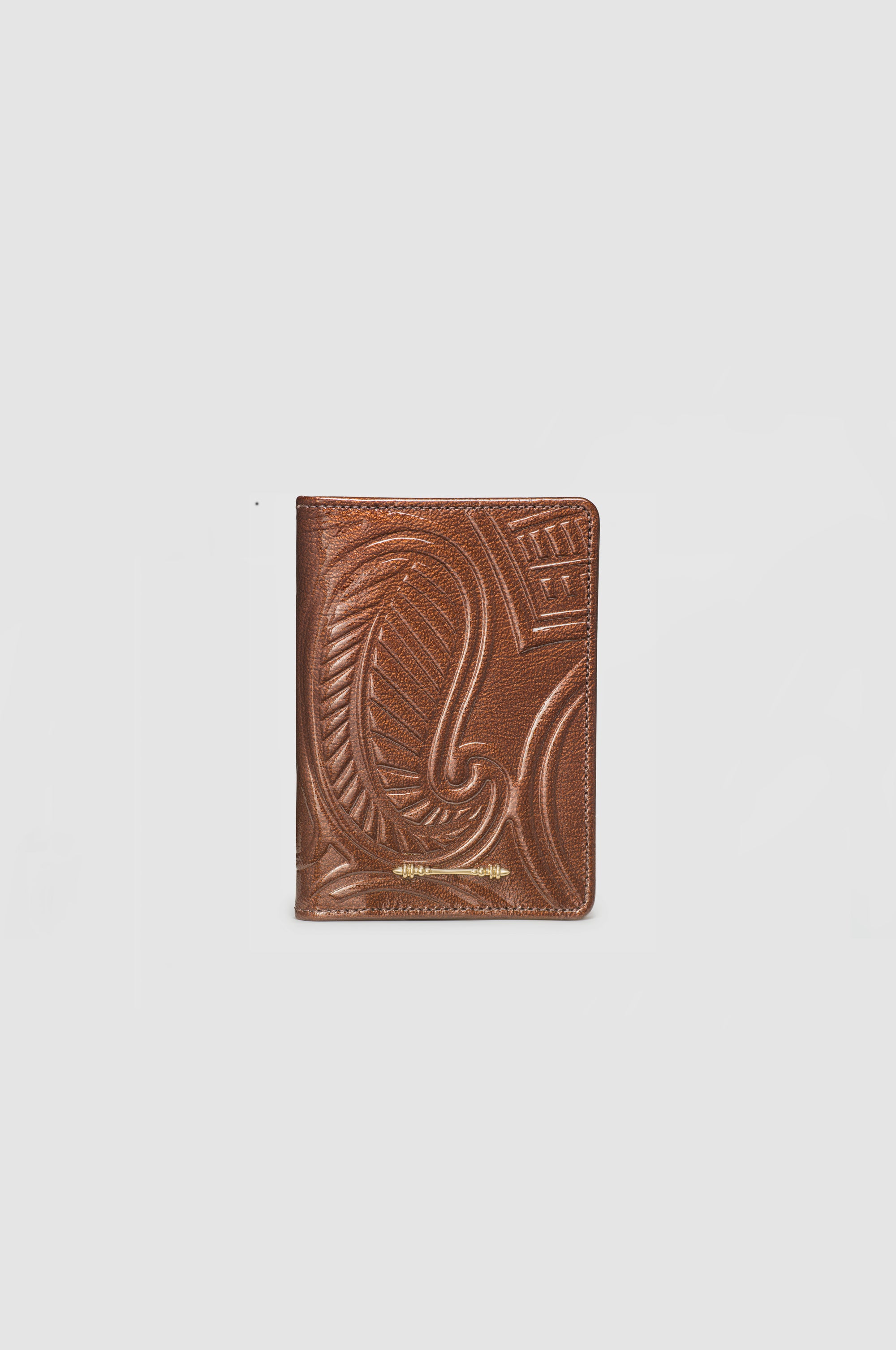 Okhtein Embossed Passport Holder - Brown Gel - Designer Passport Holder - Badge & Pass Holders 1
