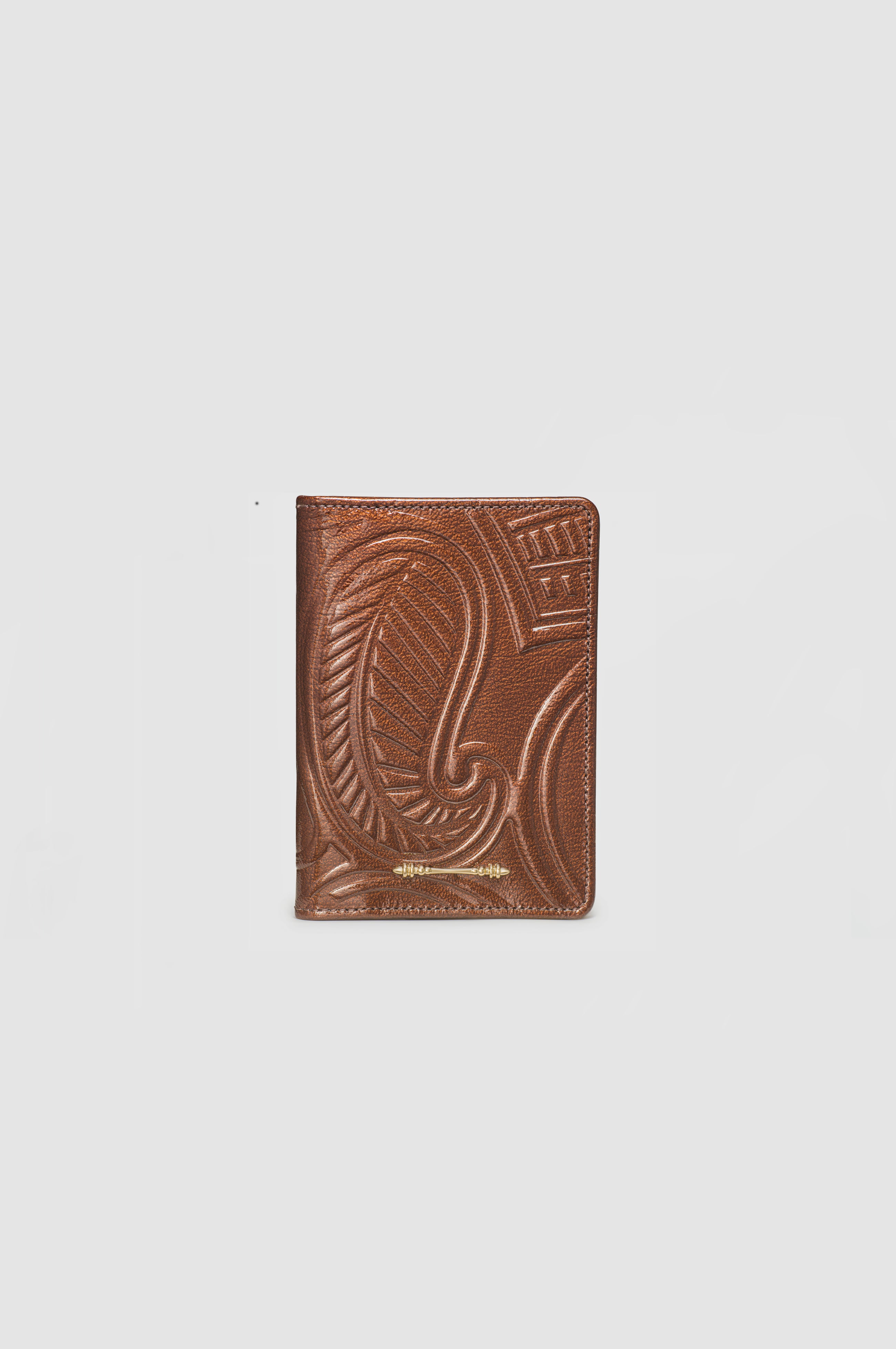 Okhtein Embossed Passport Holder - Brown Gel - Designer Passport Holder - Badge & Pass Holders 1