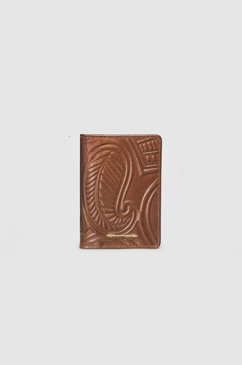Okhtein Embossed Passport Holder - Brown Gel - Designer Passport Holder - Badge & Pass Holders 1