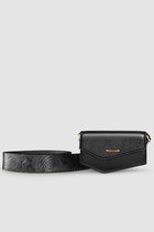 Okhtein Asymmetrical Pouch - Metallic Black - Designer Cross Body Bag