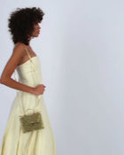 Okhtein Mahogany On Striped Brass - Gold & Black Raffia - Designer Handbag - Handbags 3