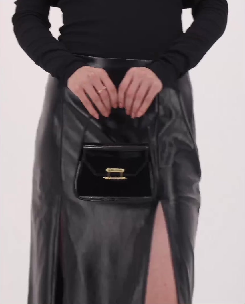 Okhtein Mini Feryel - Black Patent - Designer Mini Handbag - Handbags 4