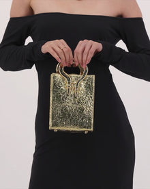 Okhtein Malleable Mini Shopper - Crushed Gold - Designer Mini Handbag - Handbags 3