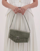 Okhtein Asymmetrical Baguette - Olive Silver Gel - Designer Handbag - Video