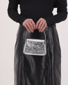 Okhtein Mini Feryel With Lock - Silver Ostrich - Designer Mini Handbag - Handbags 3