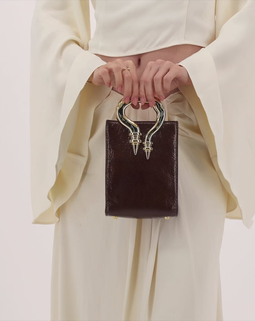 Okhtein Malleable Mini Shopper - Brown Gel - Designer Mini Handbag - Handbags 3