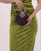 Okhtein Mini Dome Embossed - Brown Gel - Designer Mini Handbag - Handbags 3