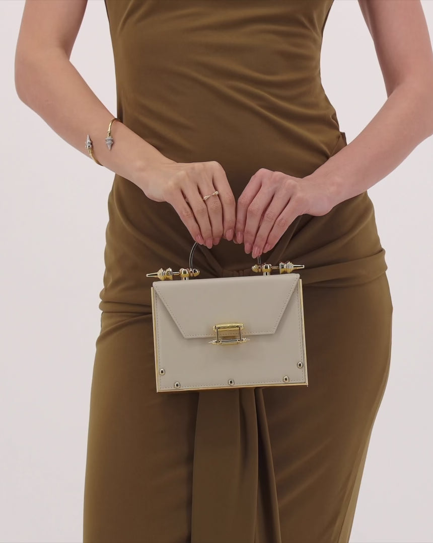 Okhtein Mahogany On Striped Brass - Ghiaccio - Designer Handbag - Handbags 4