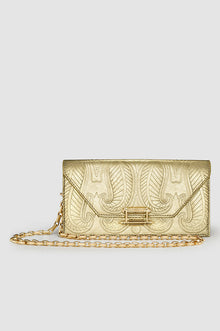 Okhtein Embossed Pochette - Scratched Metallic Gold Embossed - Designer Shoulder Bag - Handbags 2