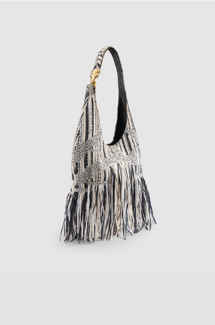Okhtein Mini Shali - Black & Ivory - Designer Handbag - Side