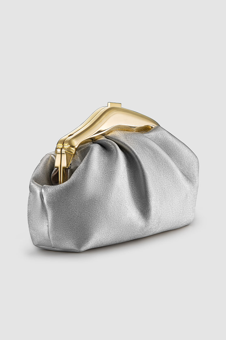 Malleable Clutch Metallic Silver Designer Clutch OKHTEIN