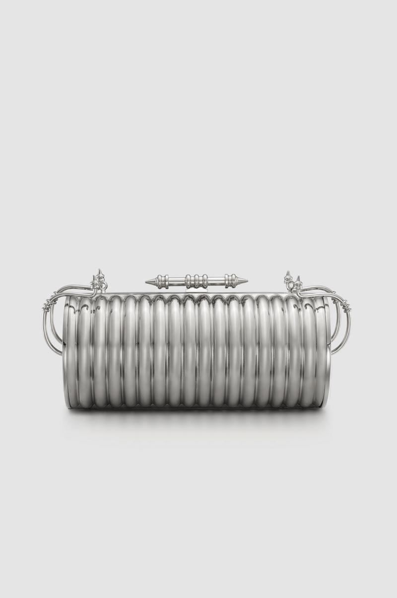 Okhtein Striped Felucca Clutch - Silver - Designer Clutch - Clutch Bags 1