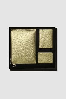 Okhtein Travel Set - Gold Ostrich - Designer Travel Set - Travel Pouches 1