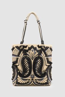 Okhtein Fatima Embroidered Tote - Black - Designer Shoulder Bag - Shoulder Bags 1