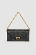 Okhtein Embossed Pochette - Scratched Metallic Black Embossed - Designer Shoulder Bag - Handbags 1