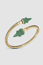 Okhtein Green Diamond Cone - 18k Gold and Emeralds - Designer Bangle - Bracelets 1