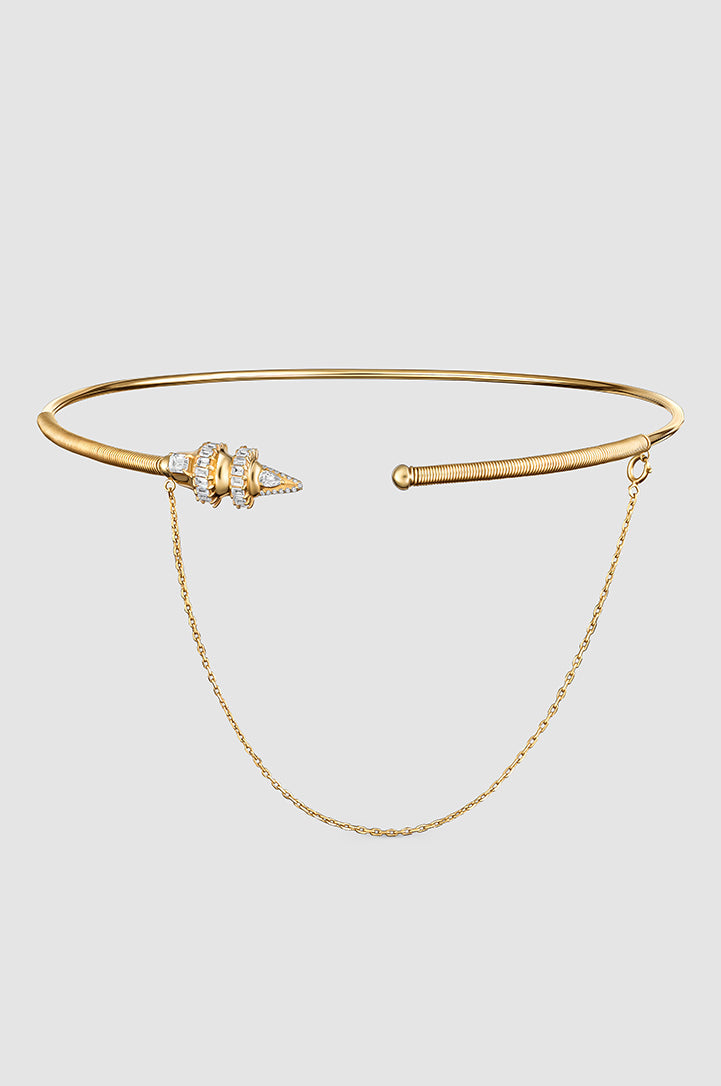 Okhtein Snake Choker - 18k Gold and White Diamonds - Designer Necklace - Necklaces 1