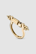 Okhtein Rosary Rod Ring - 18k Gold and Black Diamonds - Designer Ring - Rings 1