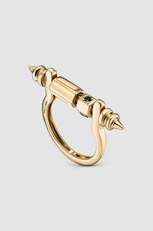 Okhtein Rosary Rod Ring - 18k Gold and Black Diamonds - Designer Ring - Rings 1